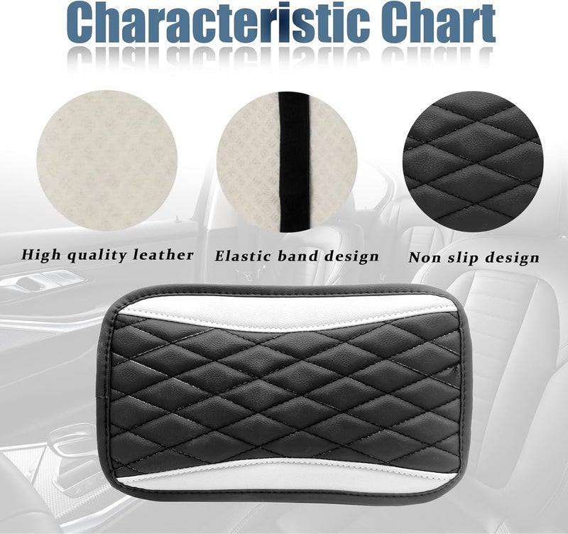Vrasly Car Center Console Cover, Universal Leather Waterproof Armrest Seat Box Cover Protector, Comfortable Car Decor Accessories Fit for Most Cars, Vehicles, SUVs-White - Image 4